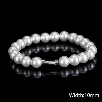 Nuoya Pearl Jewelry Fashion Beaded Bracelet White round Pearls Bracelet Women - MCROONS.COM