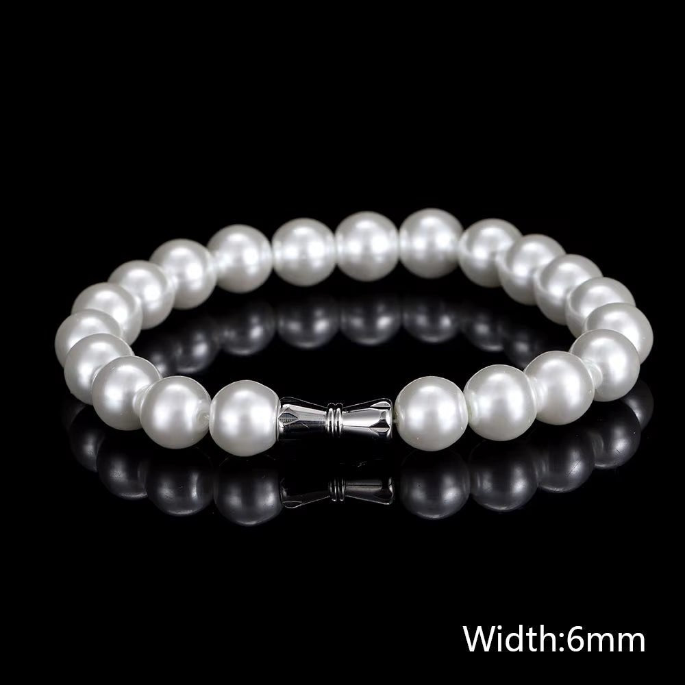 Nuoya Pearl Jewelry Fashion Beaded Bracelet White round Pearls Bracelet Women - MCROONS.COM