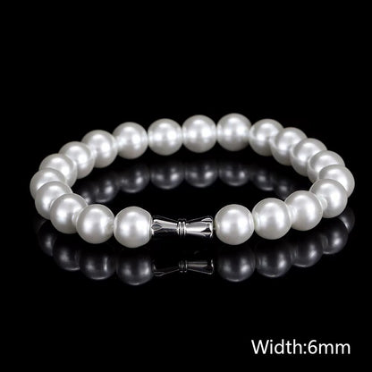 Nuoya Pearl Jewelry Fashion Beaded Bracelet White round Pearls Bracelet Women - MCROONS.COM