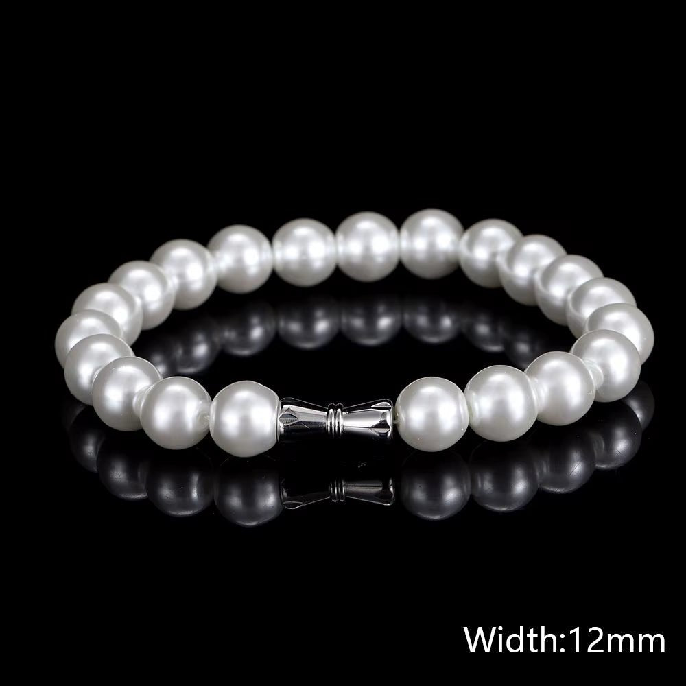 Nuoya Pearl Jewelry Fashion Beaded Bracelet White round Pearls Bracelet Women - MCROONS.COM