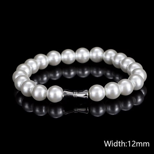 Nuoya Pearl Jewelry Fashion Beaded Bracelet White round Pearls Bracelet Women - MCROONS.COM