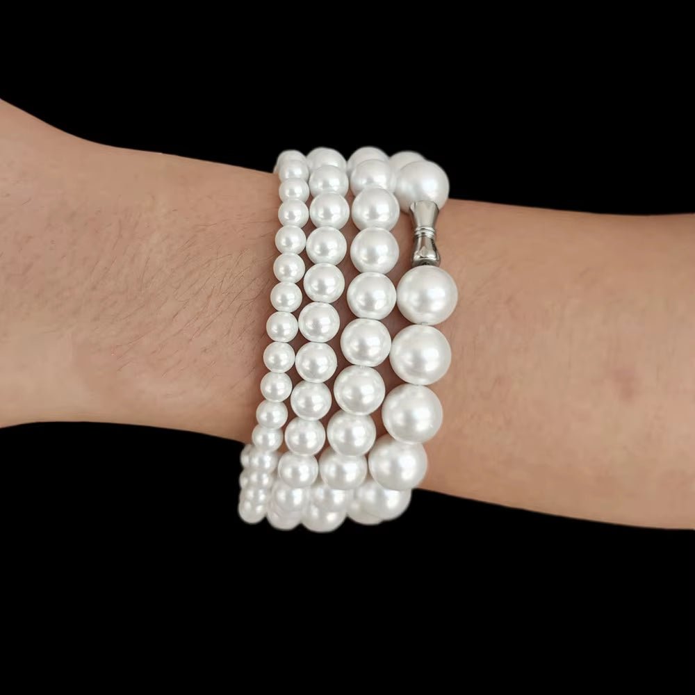 Nuoya Pearl Jewelry Fashion Beaded Bracelet White round Pearls Bracelet Women - MCROONS.COM