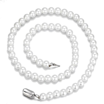 NUOYA Wholesale 8Mm Glass Pearl Beads for Charm Jewelry Making White Imitation Freshwater Pearl Glass Bead Chain Necklace - MCROONS.COM