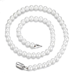 NUOYA Wholesale 8Mm Glass Pearl Beads for Charm Jewelry Making White Imitation Freshwater Pearl Glass Bead Chain Necklace