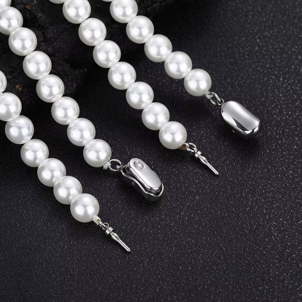 NUOYA Wholesale 8Mm Glass Pearl Beads for Charm Jewelry Making White Imitation Freshwater Pearl Glass Bead Chain Necklace - MCROONS.COM