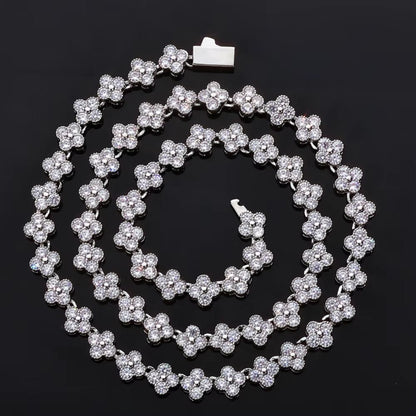 NUOYA Women'S Gold Plated Diamond Chain Necklace Four Leaf Clover Plum Blossom Shiny Zircon Hip Hop Jewelry - MCROONS.COM