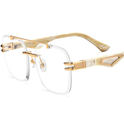 Oversize Buffalo Horn Optical Glasses - MCROONS - front view