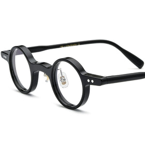Small Round Acetate Optical Glasses Frame - Black - fixed