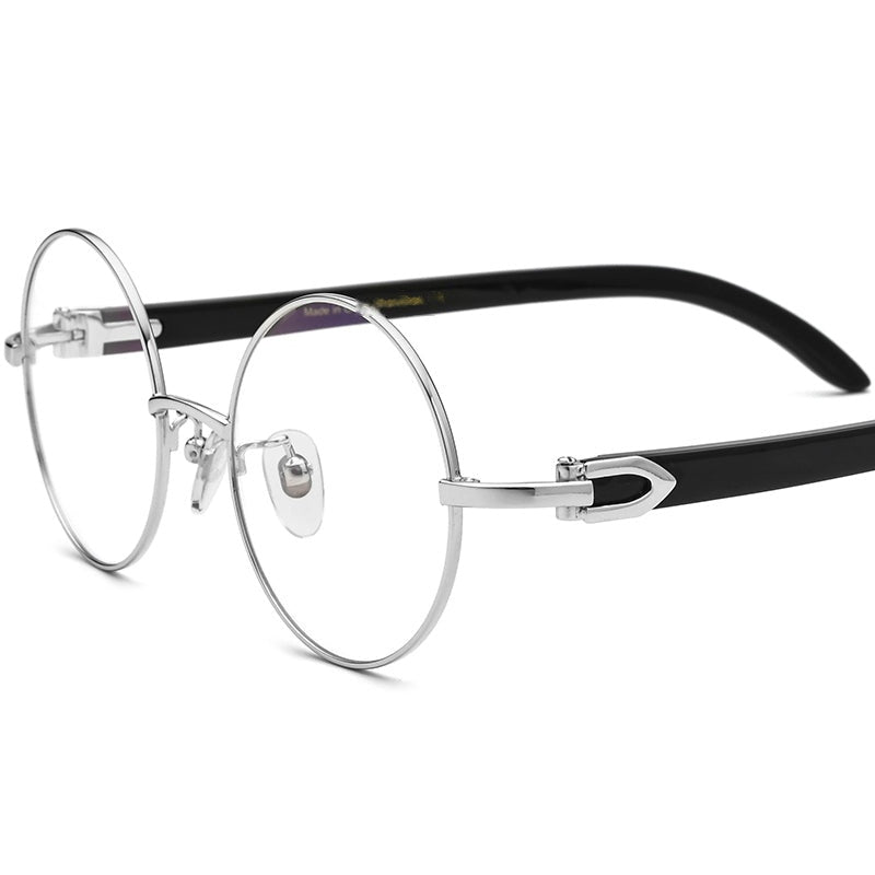 Round Buffalo Horn Optical Glasses Frame - fixed