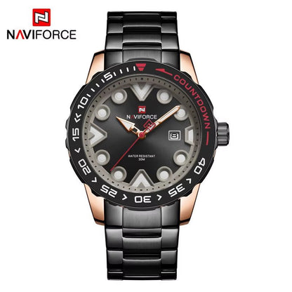 Preferred NF9178 Rotating Bezel Butterfly Double - Sided Buckle 44.5Mm Luminous Scale Steel Band Quartz Watch for Men - MCROONS.COM