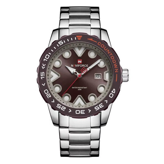 Preferred NF9178 Rotating Bezel Butterfly Double - Sided Buckle 44.5Mm Luminous Scale Steel Band Quartz Watch for Men - MCROONS.COM