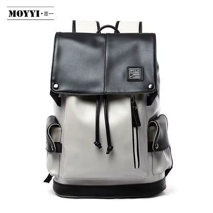 PU Leather Bags Men with USB Port Outdoor Leisure Backpack for Men Mochila Vegan Leather Backpack - MCROONS.COM