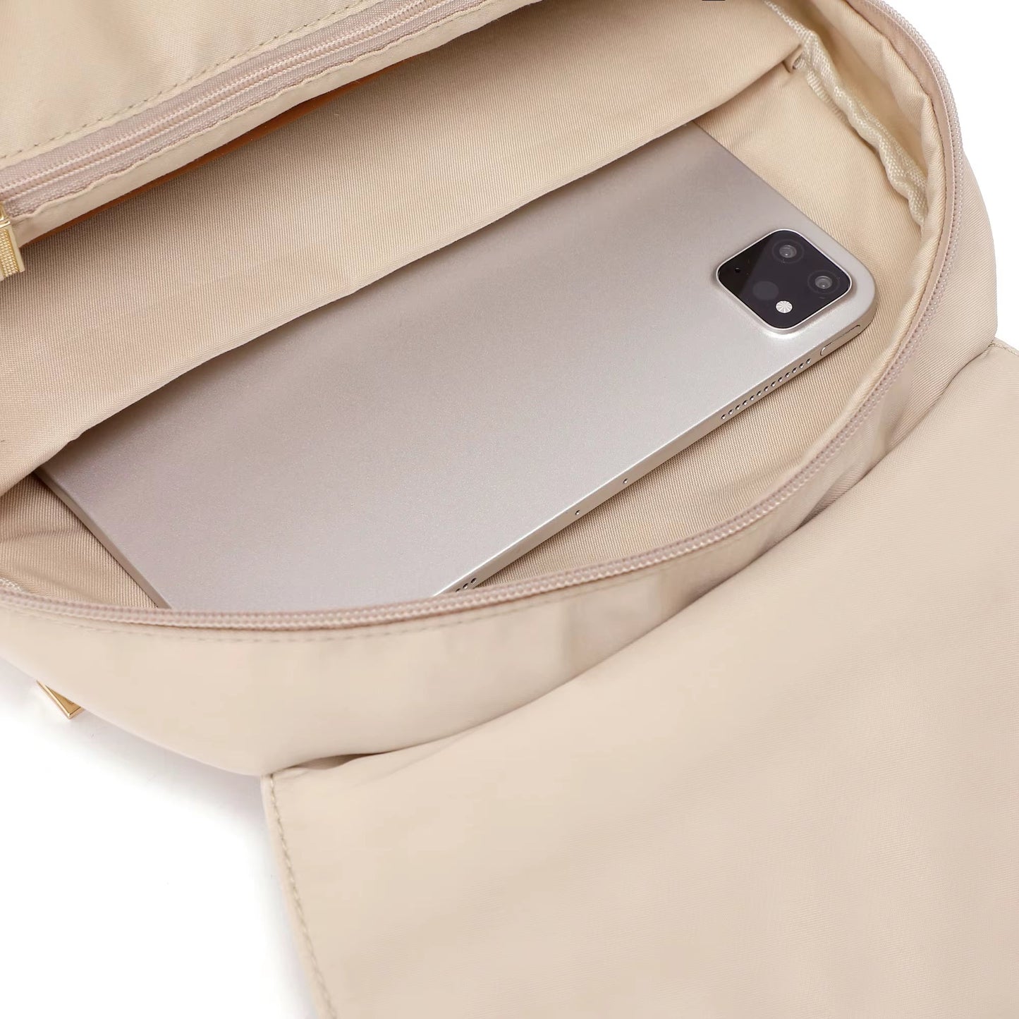 Simradia Anti - Theft Casual Nylon Beige Ladies Backpacks for Women Travel Backpack - MCROONS.COM