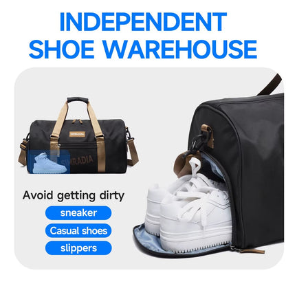 Simradia Unisex Travel Bag Custom Logo Nylon Polyester Zipper Gym Bags Letter Pattern Tote Duffle Bag Men Women - MCROONS.COM