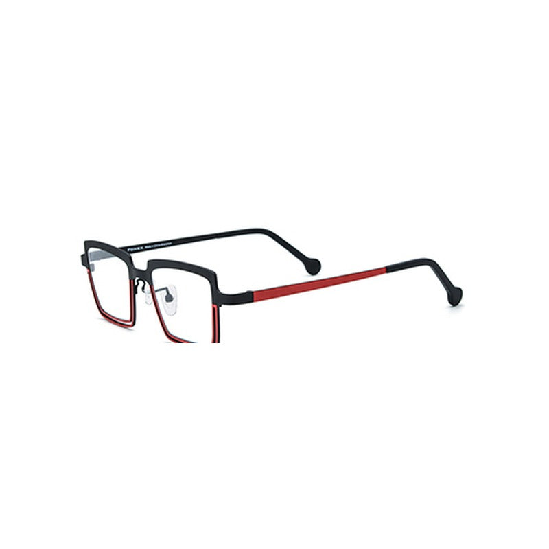 Colourful Titanium Square Optical Glasses Frame - Black Red - MCROONS
