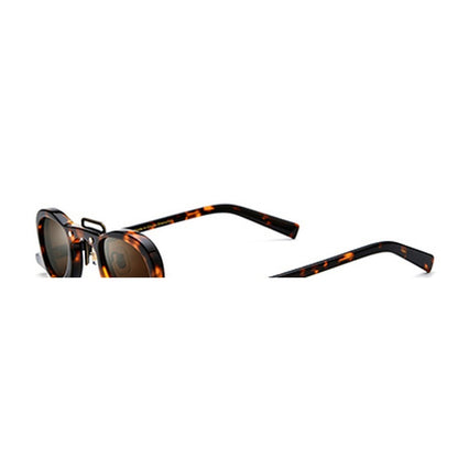 Vintage Round Acetate Polarized Sunglasses UV400 - Leopard - MCROONS