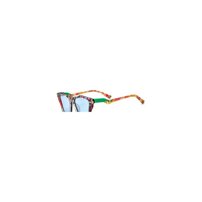 Retro Cat Eye Acetate Polarized Sunglasses - Transparent Blue Lens - MCROONS