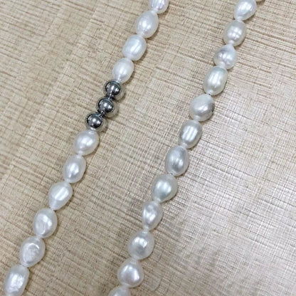 Trendy Men'S Pearl Necklace with Iced Cross Pendant Silver Stainless Steel Beaded Chain for Hip Hop Jewelry Gift - MCROONS.COM