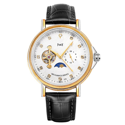 PIOUY D  Reloj Fashion Men Watches 2023 Custom Logo Moon Phase Skeleton Mechanical Watches Men Luxury Automatic Watch