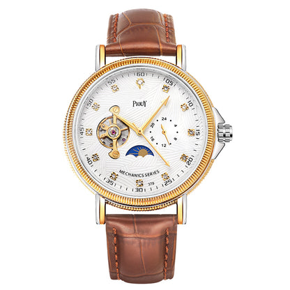 PIOUY D  Reloj Fashion Men Watches 2023 Custom Logo Moon Phase Skeleton Mechanical Watches Men Luxury Automatic Watch