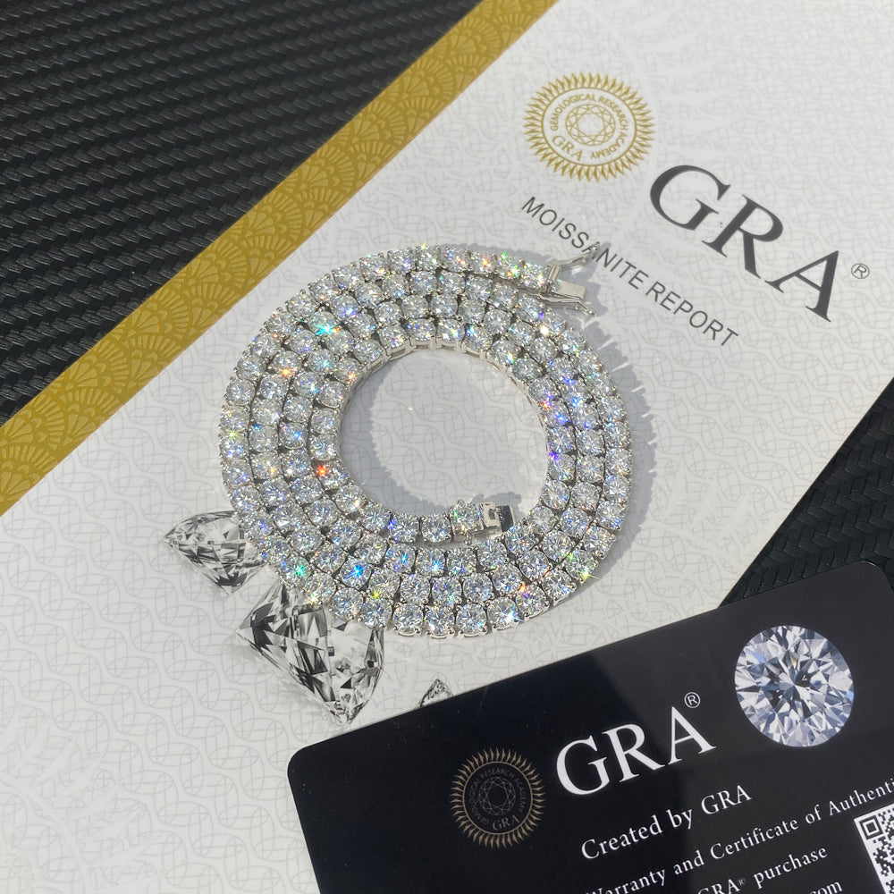 Lusso Uomo Donna Hip Hop Gioielleria Raffinata 2Mm 3Mm 4Mm 5Mm Diamante 925 Bracciale in argento VVS Moissanite Collana a catena da tennis