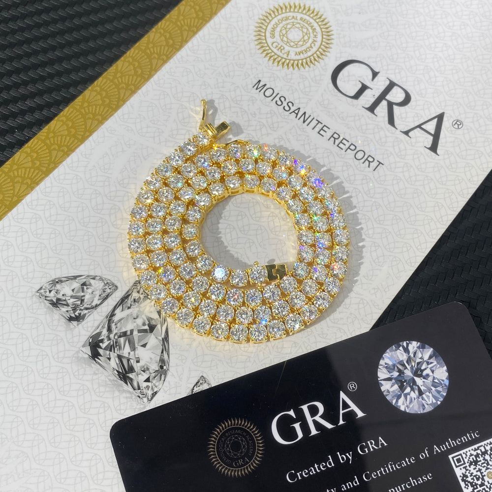 Lusso Uomo Donna Hip Hop Gioielleria Raffinata 2Mm 3Mm 4Mm 5Mm Diamante 925 Bracciale in argento VVS Moissanite Collana a catena da tennis