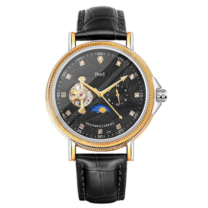 PIOUY D  Reloj Fashion Men Watches 2023 Custom Logo Moon Phase Skeleton Mechanical Watches Men Luxury Automatic Watch