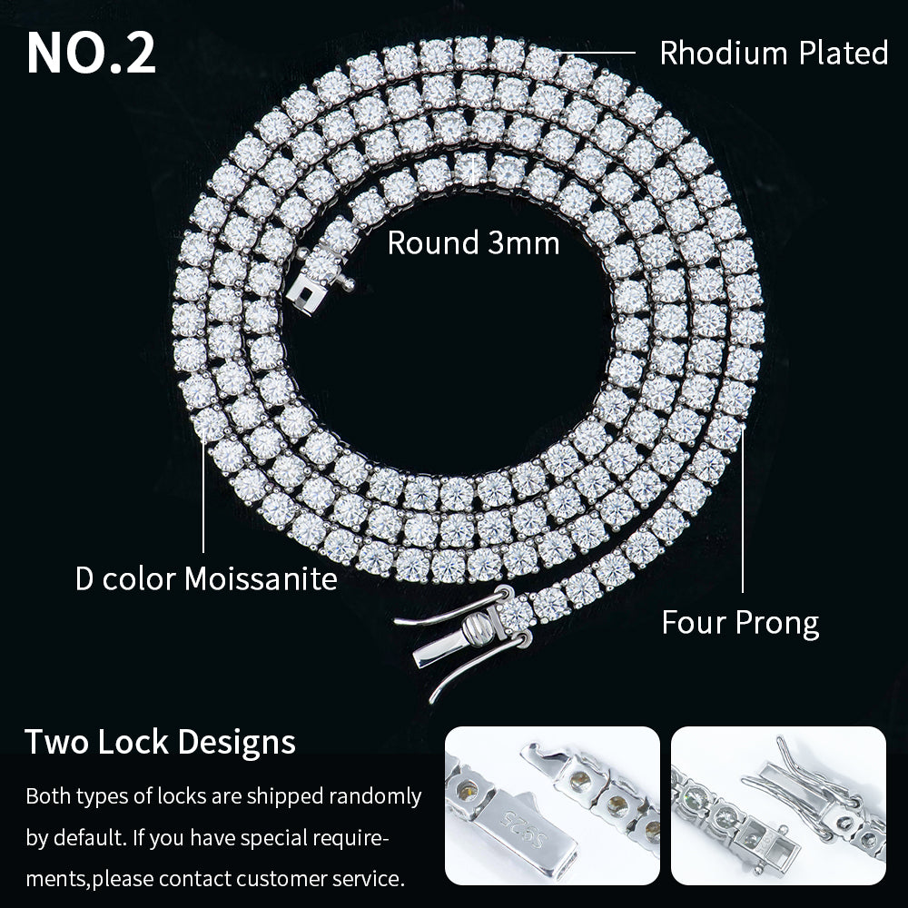 Bijoux GRA en argent Sterling 925 VVS Tennis, chaîne de collier en diamant Moissanite cultivé en laboratoire pour femmes et hommes, 3mm