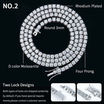 Bijoux GRA en argent Sterling 925 VVS Tennis, chaîne de collier en diamant Moissanite cultivé en laboratoire pour femmes et hommes, 3mm