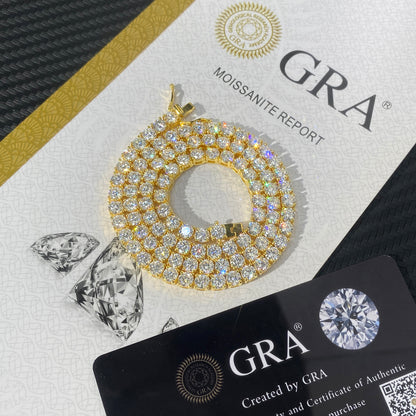 Lusso Uomo Donna Hip Hop Gioielleria Raffinata 2Mm 3Mm 4Mm 5Mm Diamante 925 Bracciale in argento VVS Moissanite Collana a catena da tennis