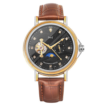 PIOUY D  Reloj Fashion Men Watches 2023 Custom Logo Moon Phase Skeleton Mechanical Watches Men Luxury Automatic Watch