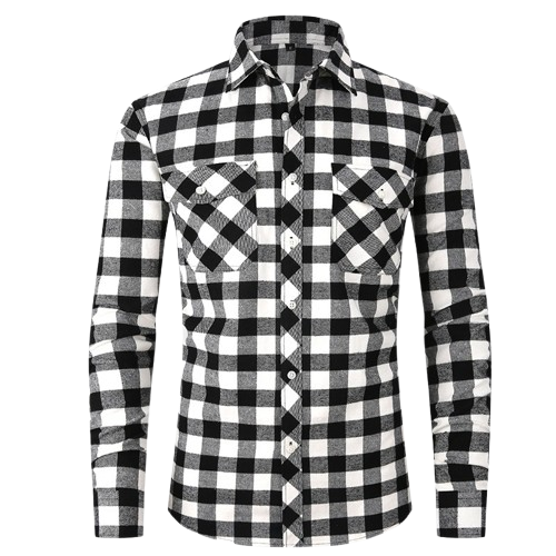 Camicia da uomo in flanella scozzese di fascia alta stile vintage a maniche lunghe con doppia tasca Camicia casual in cotone con stampa alla moda antirughe