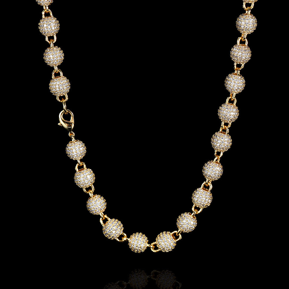 Unisex 8Mm Neck Chain Sterling Silver round Bead Micro Pave Diamond Jewelry for Party S925 Material Iced Out Chain for Women