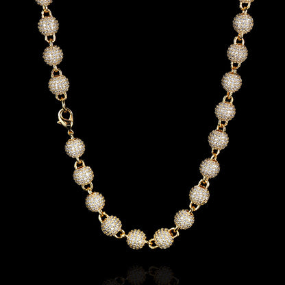 Unisex 8Mm Neck Chain Sterling Silver round Bead Micro Pave Diamond Jewelry for Party S925 Material Iced Out Chain for Women