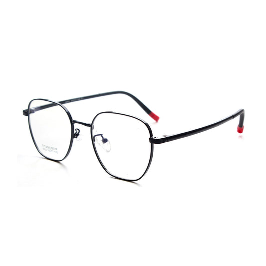 MCROONS Kinder Silber Geometrische Brille — Schwarzer Bügel Moderner Edelstahl | Jungen & Mädchen | Silber, Roségold, Pink und Schwarz