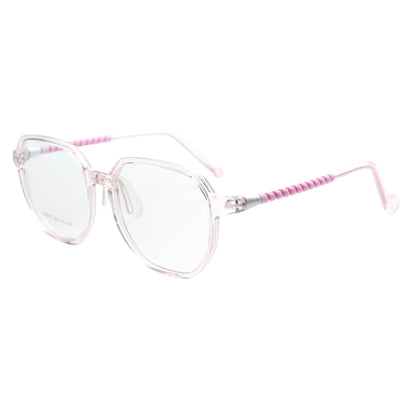MCROONS Occhiali geometrici trasparenti per bambini - Montatura in nylon con aste a strisce dorate | Ragazzi e Ragazze | Rosa, nero, trasparente, azzurro e ciano