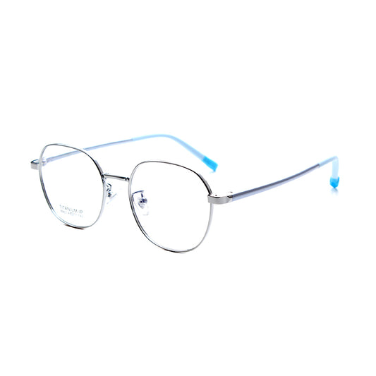 MCROONS Kids Geometric Pentagon Glasses — Stainless Steel Frames | Boys and Girls | Silver, Rose Gold, Pink and Cyan