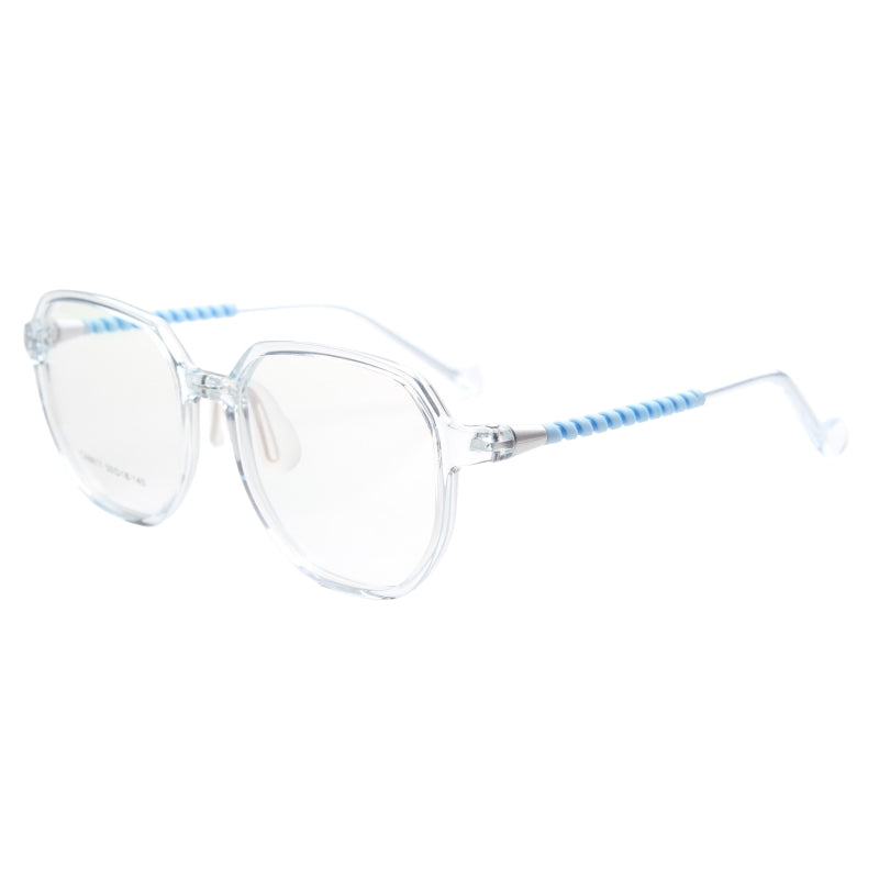 MCROONS Kids Black Geometric Glasses — Red Tip Nylon Frames | Boys and Girls | Pink, Black, Clear, Light Blue and Cyan