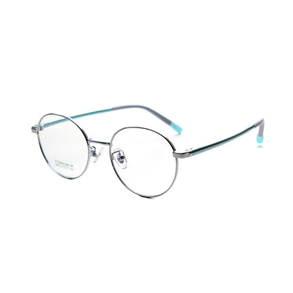 MCROONS Kids Silver Round Glasses — Light Blue Accent Metal Frames | Boys and Girls | Silver, Rose Gold, Pink and Cyan