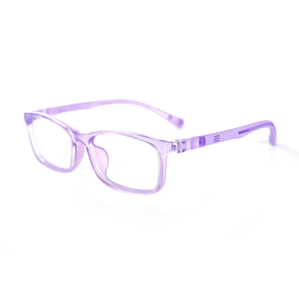 MCROONS Occhiali da vista rettangolari in silicone viola chiaro per bambini - Montature stravaganti e comode | Ragazzi e Ragazze | Blu, Rosa, Lavanda e Azzurro