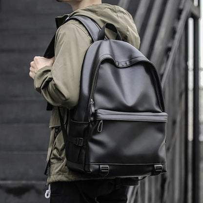 Waterproof PU Leather Bags for Men'S Backpack Bag School Leather Laptop Backpack - MCROONS.COM