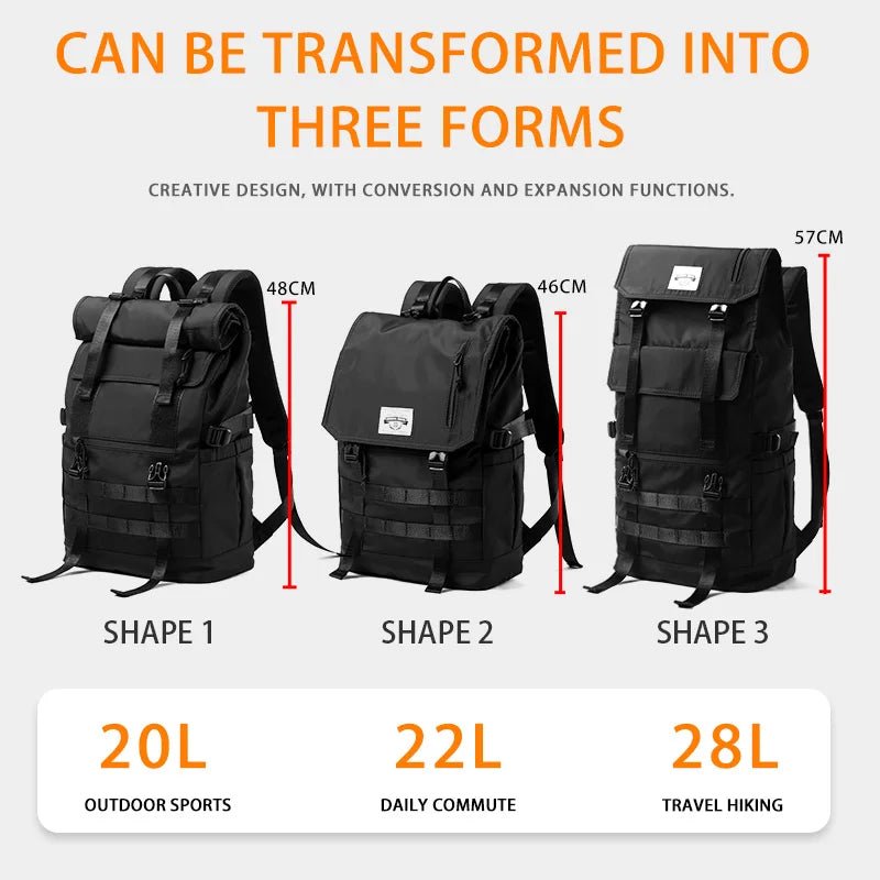Wholesale anti Theft Expandable Rucksack Travel 17' Laptop Backpack Convertible Techwear Roll Top Backpack - MCROONS.COM