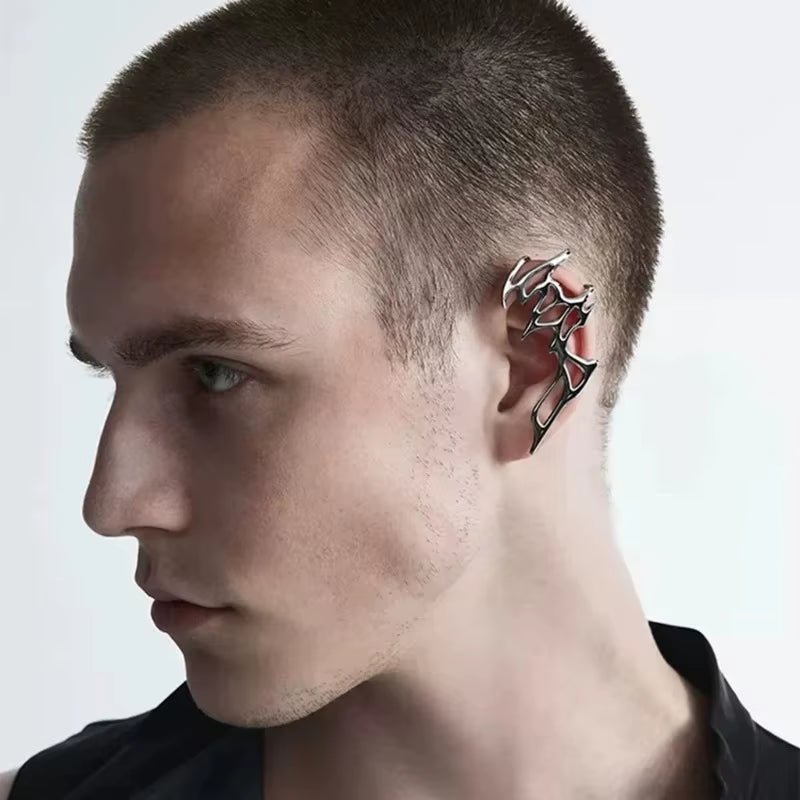 YW Ear Less Mechanical Style Silver Alloy Material Geometric Shape Ear Cuff Earrings - MCROONS.COM